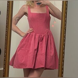 STAUD
Landscape bustier cotton-blend minidress